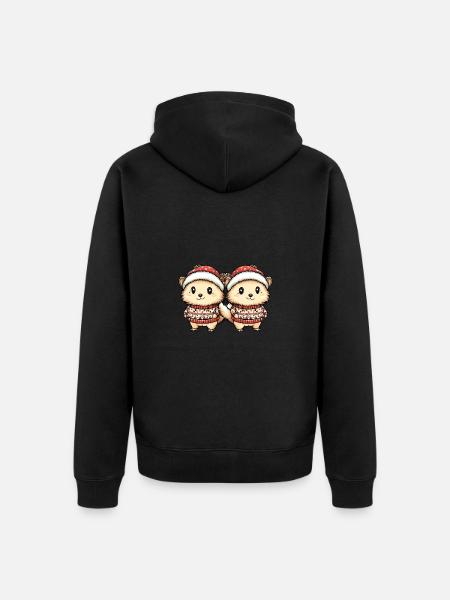 Igel Weihnachten Team - Unisex Premium Bio Zip Hoodie - Schwarz