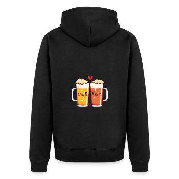 Bier Herz Liebe Party Niedlich - Unisex Premium Bio Zip Hoodie - Schwarz - Hinten - Nico (187cm)