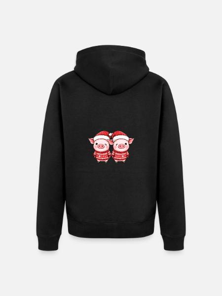 Pig Christmas Team - Unisex Premium Organic Zip Hoodie - black