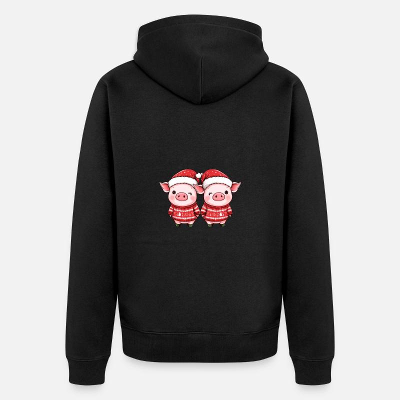 Équipe de Noël du cochon - Veste à capuche bio Premium Unisexe - noir
