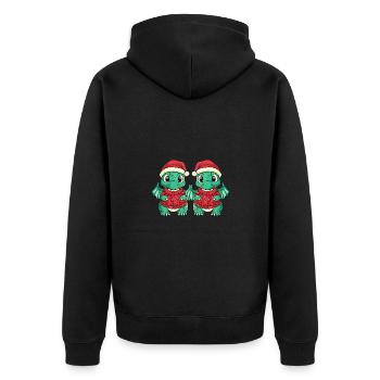 Drache Weihnachten Team - Unisex Premium Bio Zip Hoodie - Schwarz - Hinten - Nico (187cm)