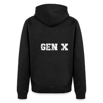 Gen X FAFO Generation X - Unisex Premium Organic Zip Hoodie - black - Back - Nico (187cm)