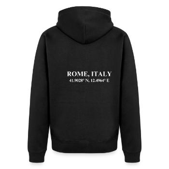 Rome Italy Geographic Coordinates - Unisex Premium Bio Zip Hoodie - Schwarz - Hinten - Nico (187cm)