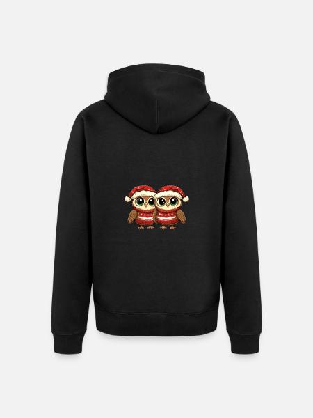 Eule Weihnachten Team - Unisex Premium Bio Zip Hoodie - Schwarz