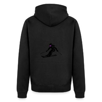 Ski Fahren Skiing Frau Symbol - Unisex Premium Bio Zip Hoodie - Schwarz - Hinten - Nico (187cm)