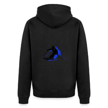 Ski Fahren Skiing Mann Symbol - Unisex Premium Bio Zip Hoodie - Schwarz - Hinten - Nico (187cm)