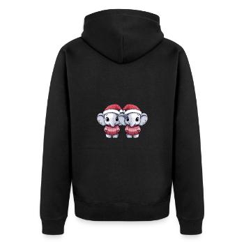 Elefant Weihnachten Team - Unisex Premium Bio Zip Hoodie - Schwarz - Hinten - Nico (187cm)
