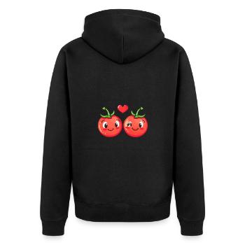 Couple de tomates amour coeur Saint-Valentin - Veste à capuche bio Premium Unisexe - noir - Dos - Nico (187cm)