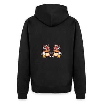 Pferd Ski Team Bier - Unisex Premium Bio Zip Hoodie - Schwarz - Hinten - Nico (187cm)