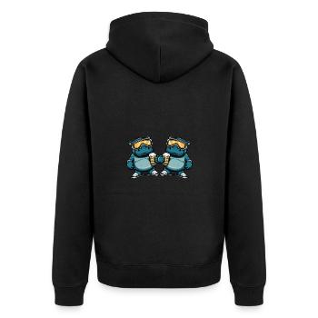 Nilpferd Ski Team Bier - Unisex Premium Bio Zip Hoodie - Schwarz - Hinten - Nico (187cm)