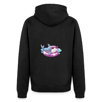 Hai Sommer Comic - Unisex Premium Bio Zip Hoodie - Schwarz - Hinten - Nico (187cm)