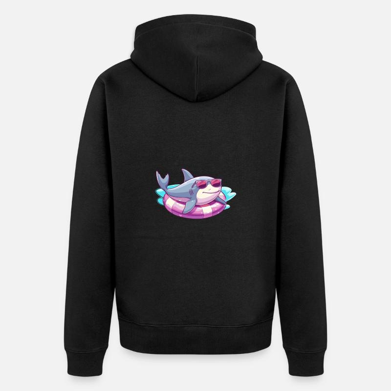 Bande dessinée d’été requin - Veste à capuche bio Premium Unisexe - noir