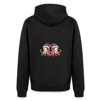 Octopus Christmas Team - Unisex Premium Organic Zip Hoodie - black - Back - Nico (187cm)