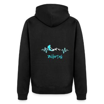 Skifahren Zillertal - Unisex Premium Bio Zip Hoodie - Schwarz - Hinten - Nico (187cm)
