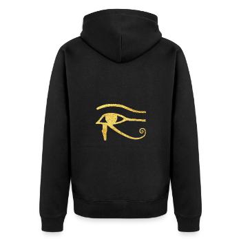Eye of Horus Protection Power Symbol Egypt Udjat - Unisex Premium Organic Zip Hoodie - black - Back - Nico (187cm)