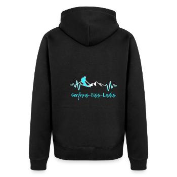 Skifahren Serfaus Fiss Ladis - Unisex Premium Bio Zip Hoodie - Schwarz - Hinten - Nico (187cm)