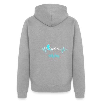 skifahren sölden - Unisex Premium Bio Zip Hoodie - Grau meliert - Hinten - Nico (187cm)
