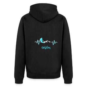 skifahren sölden - Unisex Premium Bio Zip Hoodie - Schwarz - Hinten - Nico (187cm)