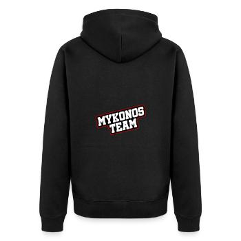 Mykonos Team - Unisex Premium Bio Zip Hoodie - Schwarz - Hinten - Nico (187cm)