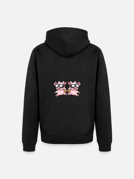 Pig Ski Team Beer - Unisex Premium Organic Zip Hoodie - black