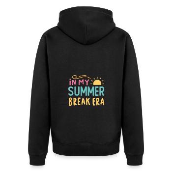 In my summer break era - Sommer Spruch - Unisex Premium Bio Zip Hoodie - Schwarz - Hinten - Nico (187cm)