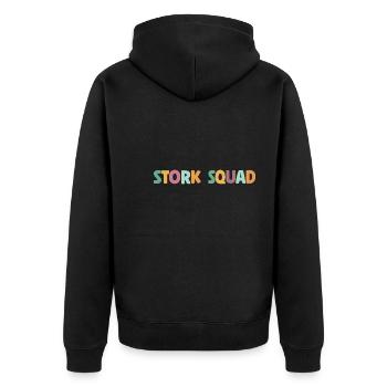 Stork Squad Labor & Delivery Nurse - Unisex Premium Bio Zip Hoodie - Schwarz - Hinten - Nico (187cm)