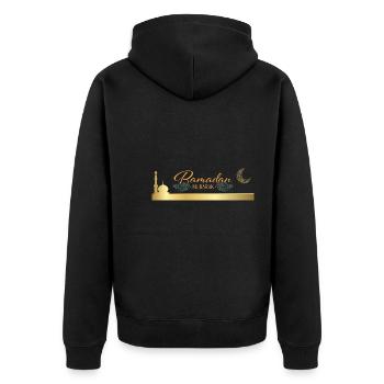 Ramadan Mubarak - Unisex Premium Bio Zip Hoodie - Schwarz - Hinten - Nico (187cm)