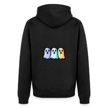 Geister Halloween Comic Team - Unisex Premium Bio Zip Hoodie - Schwarz - Hinten - Nico (187cm)