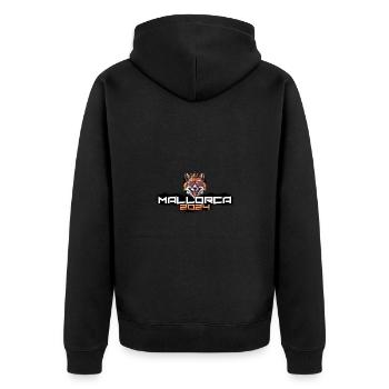 Mallorca 2024 Party Fuchs - Unisex Premium Bio Zip Hoodie - Schwarz - Hinten - Nico (187cm)