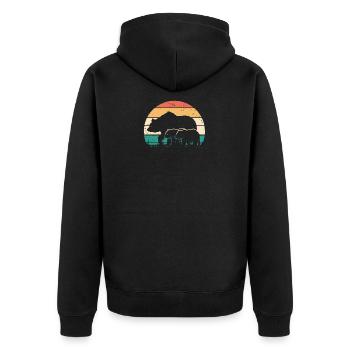 Mom Bear / Father Bear with Gemini Baby Family - Unisex Premium Organic Zip Hoodie - black - Back - Nico (187cm)