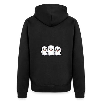 Ghosts Halloween Cartoon - Unisex Premium Organic Zip Hoodie - black - Back - Nico (187cm)