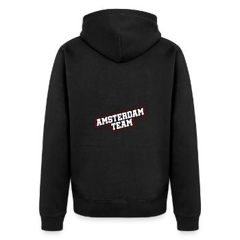 Amsterdam Team - Unisex Premium Organic Zip Hoodie - black - Back - Nico (187cm)