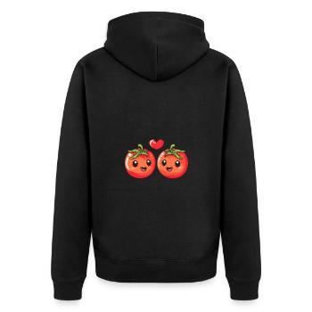 Couple de tomates amour coeur Saint-Valentin - Veste à capuche bio Premium Unisexe - noir - Dos - Nico (187cm)