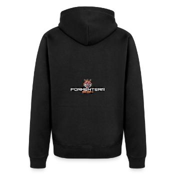 Formentera 2024 Party Fuchs - Unisex Premium Bio Zip Hoodie - Schwarz - Hinten - Nico (187cm)