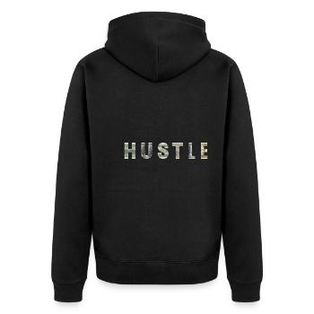 Hustle Money Texture Motivation Inspiration - Unisex Premium Bio Zip Hoodie - Schwarz - Hinten - Nico (187cm)