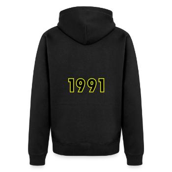 1991 Jahr Geburtstag - Unisex Premium Bio Zip Hoodie - Schwarz - Hinten - Nico (187cm)