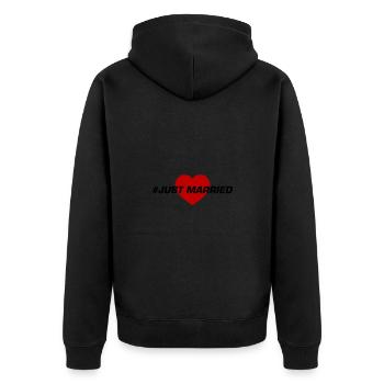 Coeur de mariage juste marié - Veste à capuche bio Premium Unisexe - noir - Dos - Nico (187cm)