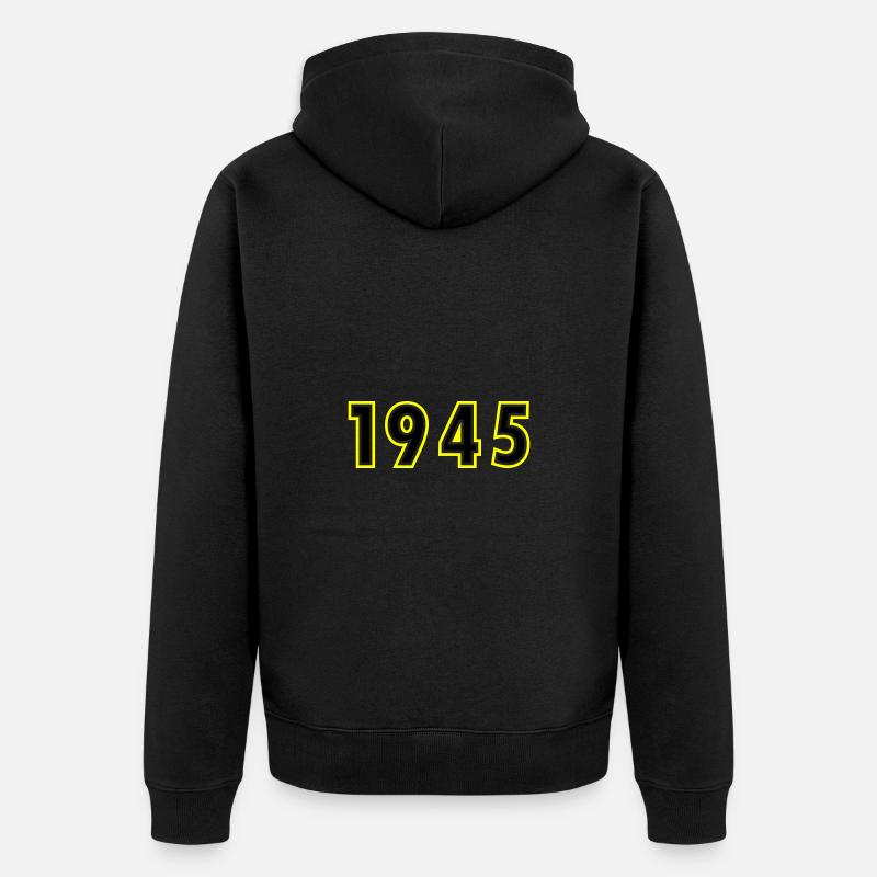 1945 Année Anniversaire - Veste à capuche bio Premium Unisexe - noir