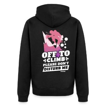 Klettern Berg Alpen Natur Klettersport Geschenk - Unisex Premium Bio Zip Hoodie - Schwarz - Hinten - Nico (187cm)