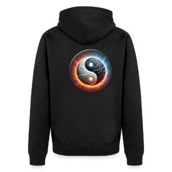 yinyang - Unisex Premium Bio Zip Hoodie - Schwarz - Hinten - Nico (187cm)