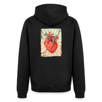 Blue and Red Heart - Unisex Premium Organic Zip Hoodie - black - Back - Nico (187cm)