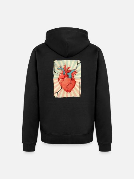 Blaues und rotes Herz - Unisex Premium Bio Zip Hoodie - Schwarz