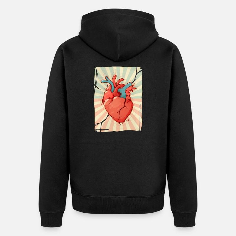 Cœur bleu et rouge - Veste à capuche bio Premium Unisexe - noir