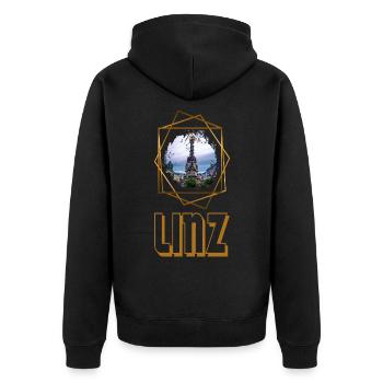 Linz Austria Skyline City Home Love - Unisex Premium Organic Zip Hoodie - black - Back - Nico (187cm)