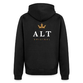 Old Original Family Logo - Unisex Premium Organic Zip Hoodie - black - Back - Nico (187cm)