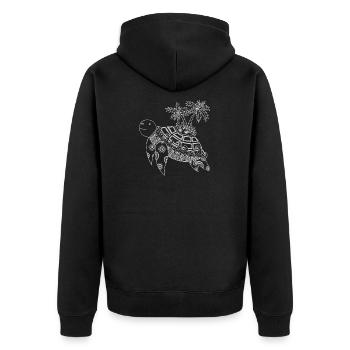 Schildkröte mit Insel auf dem Rücken - grau - Unisex Premium Bio Zip Hoodie - Schwarz - Hinten - Nico (187cm)