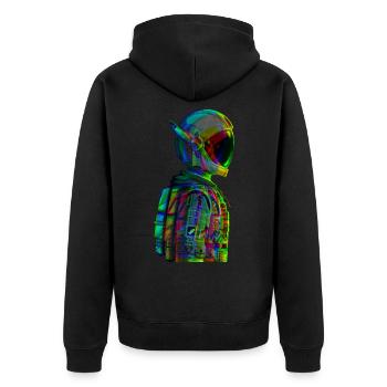 Astronaut Rakete Weltall Geschenk Idee - Unisex Premium Bio Zip Hoodie - Schwarz - Hinten - Nico (187cm)