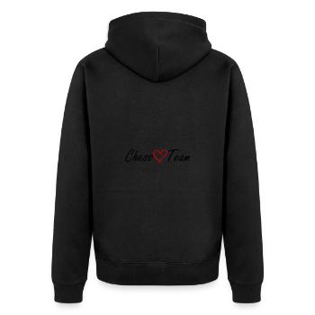 Chess Team Heart - Unisex Premium Organic Zip Hoodie - black - Back - Nico (187cm)