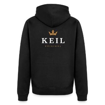 Keil Original Familienlogo - Unisex Premium Bio Zip Hoodie - Schwarz - Hinten - Nico (187cm)