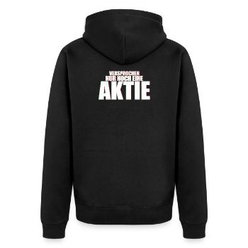 Versprochen nur noch eine Aktie Börse Geschenkidee - Unisex Premium Bio Zip Hoodie - Schwarz - Hinten - Nico (187cm)